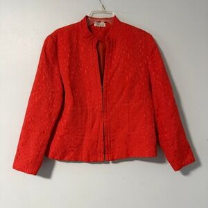 Coldwater Creek‎ Textured Jacket Orange Zip Front Women's Petite PL